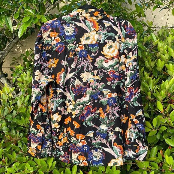MEN'S RAGA MAN: BLACK FLORAL PRINT LONG SLEEVE SHIRT. MEDIUM. NWT - Picture 2 of 5